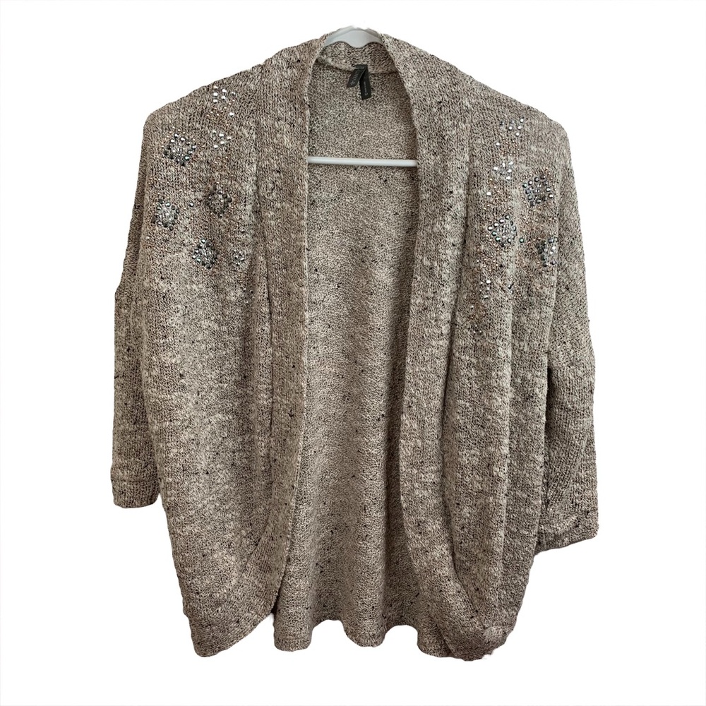 Vanity Womens Embellished Beige Cardigan Size Medium
